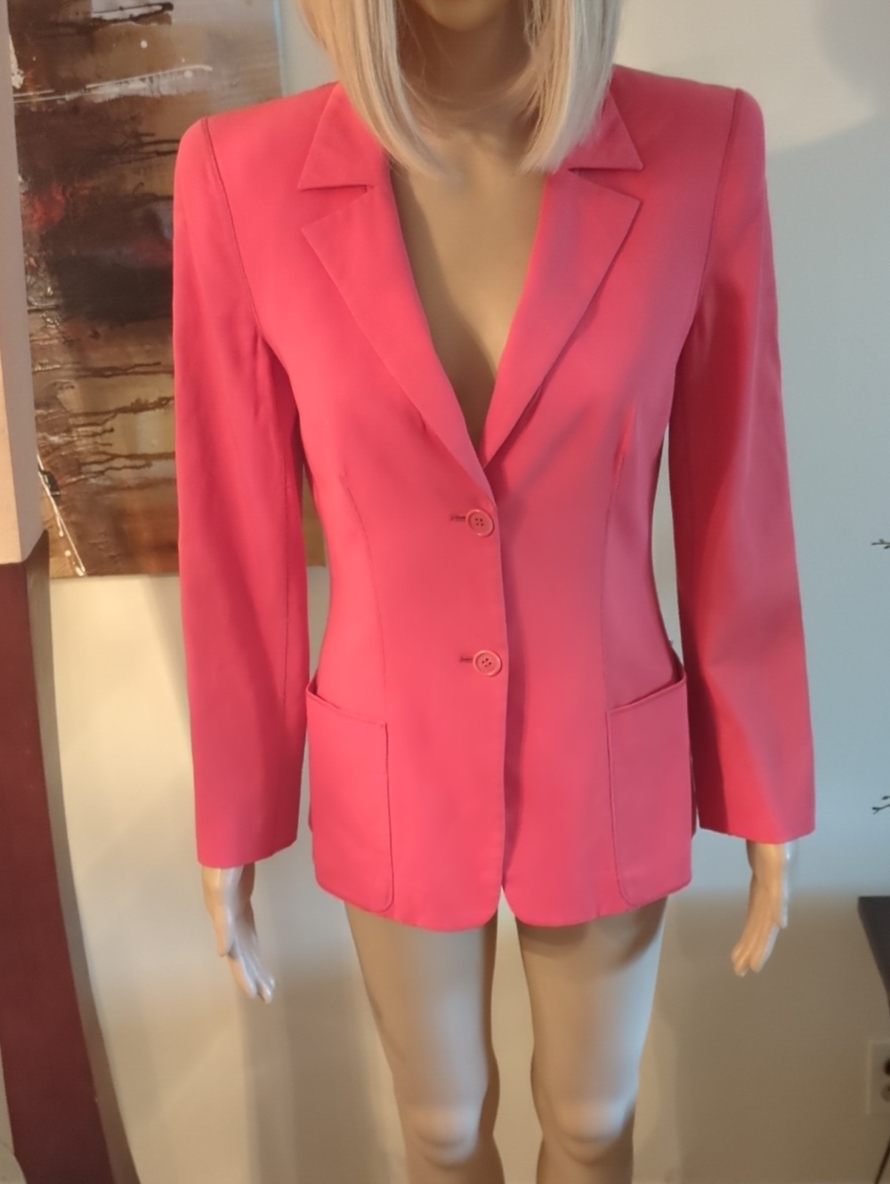 Giorgio Armani Vibrant Pink Tailored Blazer, Size 4.